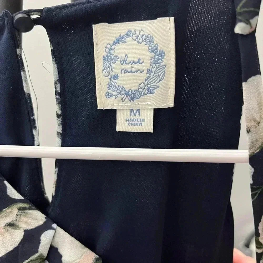 Navy blue floral mini dress - Picture 2 of 2